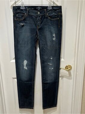 NWOT LOFT Dark Blue Distressed Modern Slim Jeans size 8